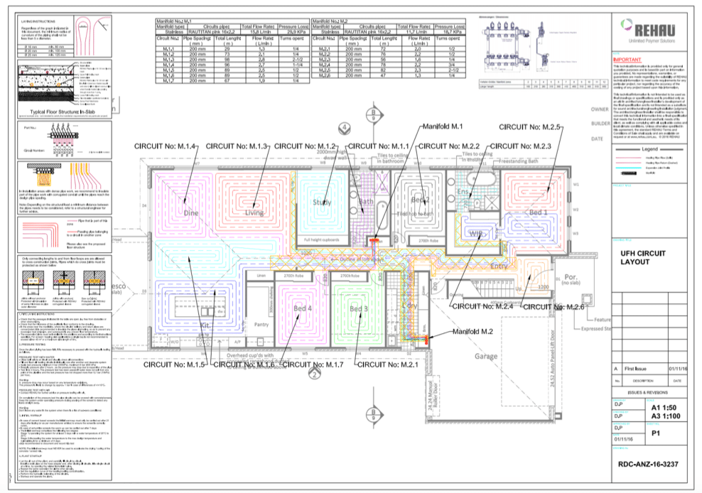 Hydronic heating floor layout designs create a plan that suits the project.