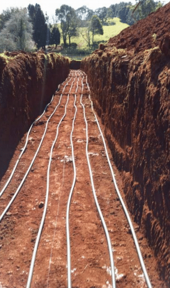 Horizontal 6 pipe Geoexchange/ Geothermal Heating and Cooling loop South Australia